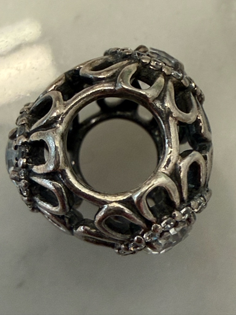 Pandora Floral Brilliance Charm. Sterling Silver & CZ - Picture 5 of 7